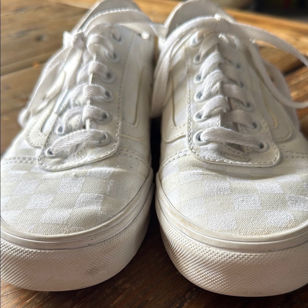 Vans White/light yellow Checkered Sneakers